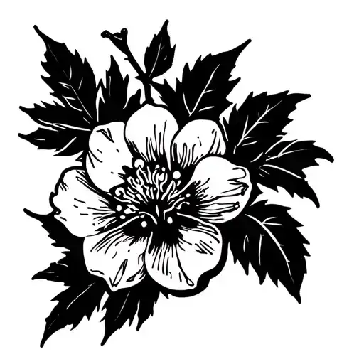Simple Black Stencil Of A Pomegranate Blossom