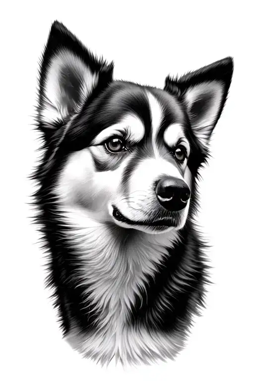 Realistic Pomsky Dog Face Fading Out On Edges