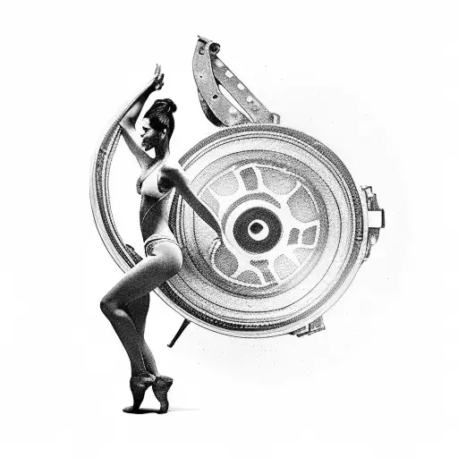 A Sensual Silhouette Of A Dancer With A Film Reel In The Background