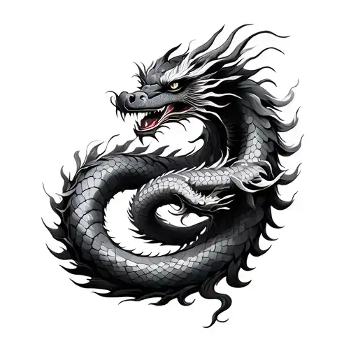 Chinese Dragon Wrapped Around Shin
