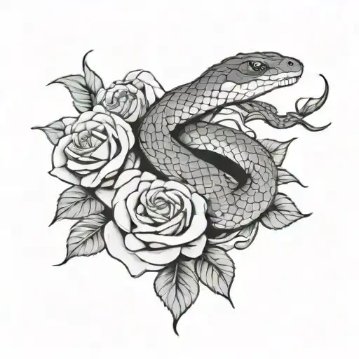 Throat Tattoo Snake And Roses
