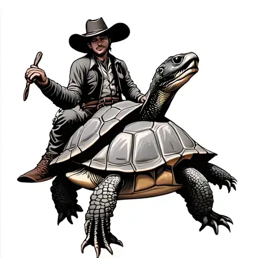 Cowboy Riding A Turtle