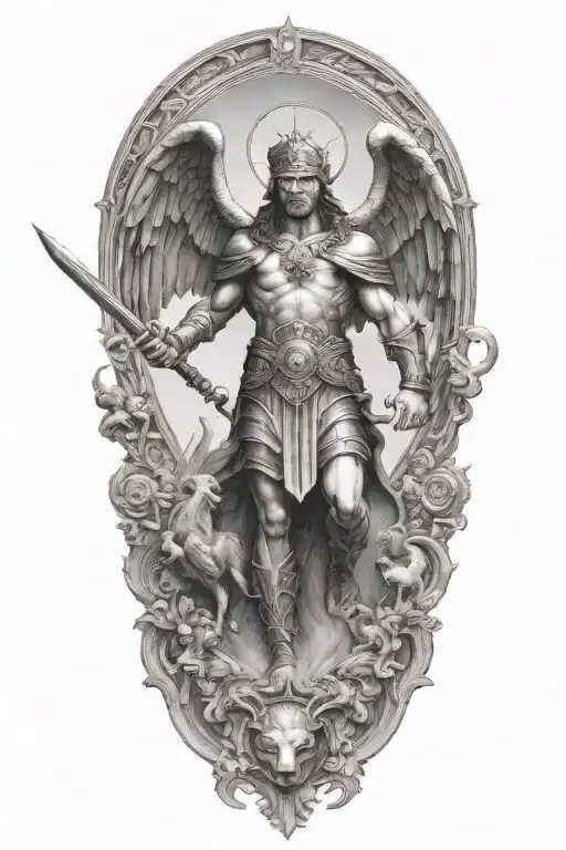 Saint Michel Slaying Demons