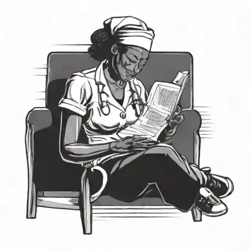 Black Nurse Reading A Book