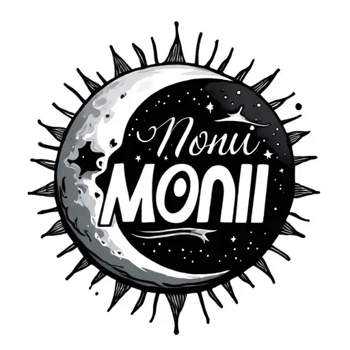 Moni Name Written And Sun And Moon