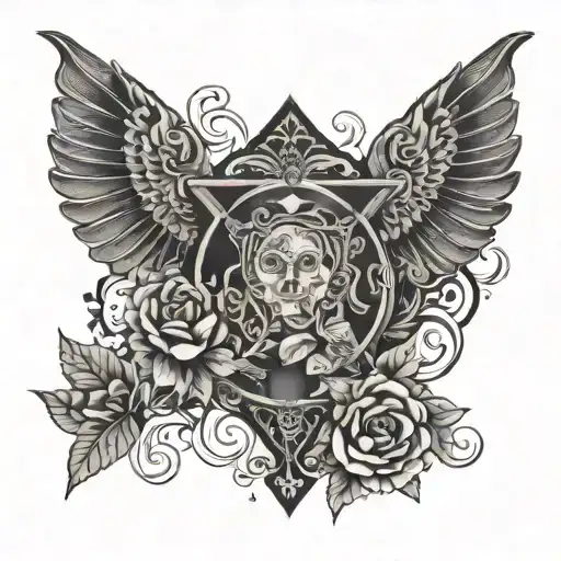 Dark Imagery American Traditional Patchwork Back