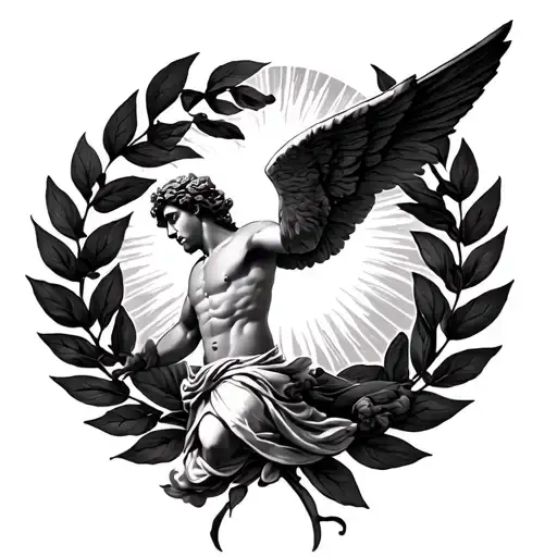 Laurel Wreath Around Icarus Falling From The Sun From Getting To Close