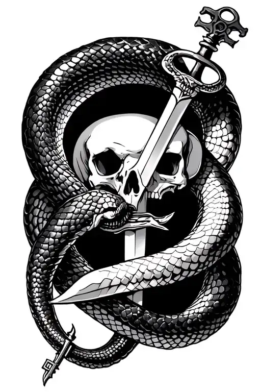 Snake A Dagger And Skeleton Key
