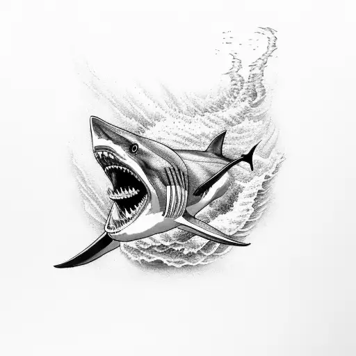 A Powerful Shark Swimming In The Depths Of The Ocean