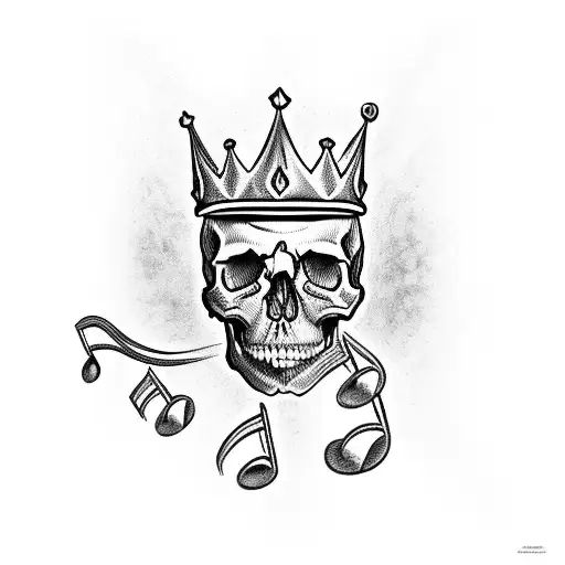 Skull Wearing A Crown Made Of Musical Notes