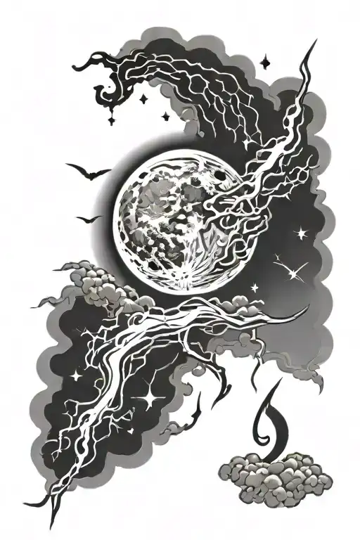 Moon & Lightening Bolt