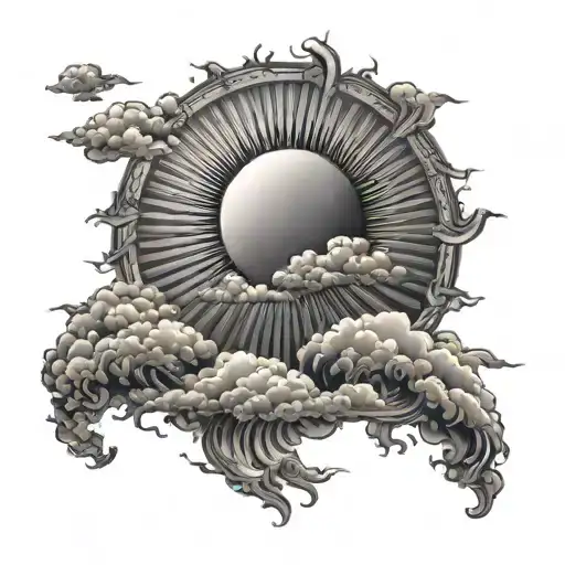 Sun Rays Shining Down From Clouds