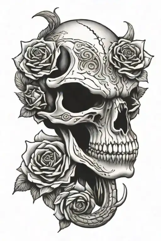 King Cobra Rose Crow Skull Wearing