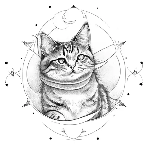 Magic Tarot Card Cat Moon