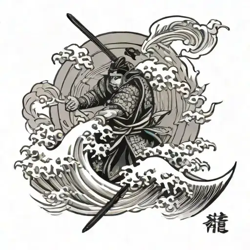 Samurai Waves And Lettering