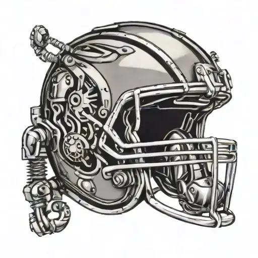 American Football Helmet With A Futuristic Robotic Design And Circuit Patterns