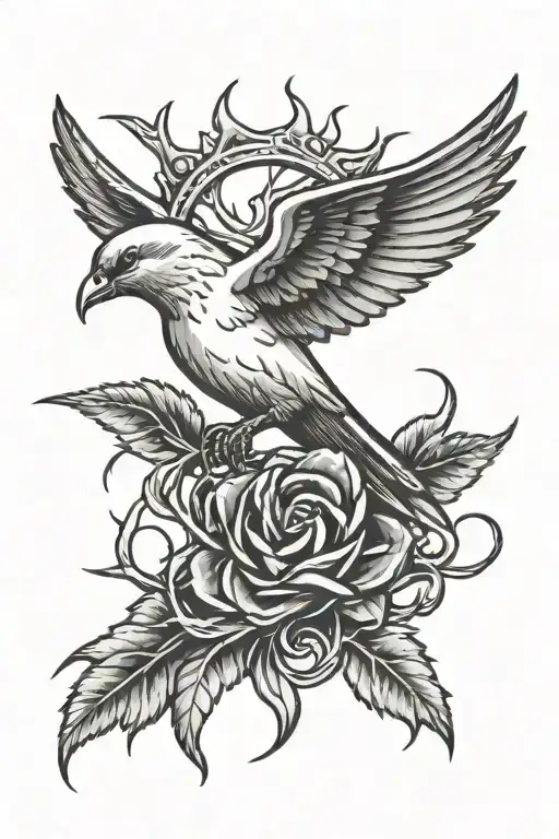 Jesus Crown Thorns Dove Under