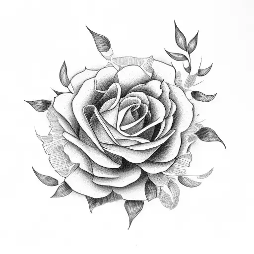 A Beautiful Floral Arrangement With Dotwork Shading