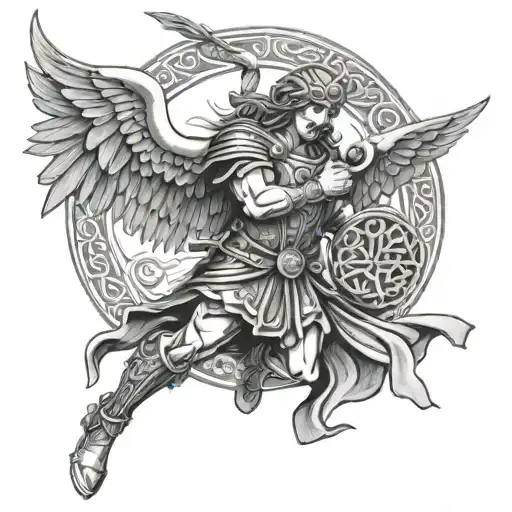 Saint Michael With Celtic Knots Weaving