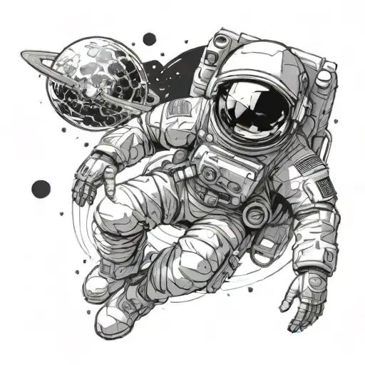 A Floating Astronaut But In The Reflection Of His Helmet You See Galaxies
