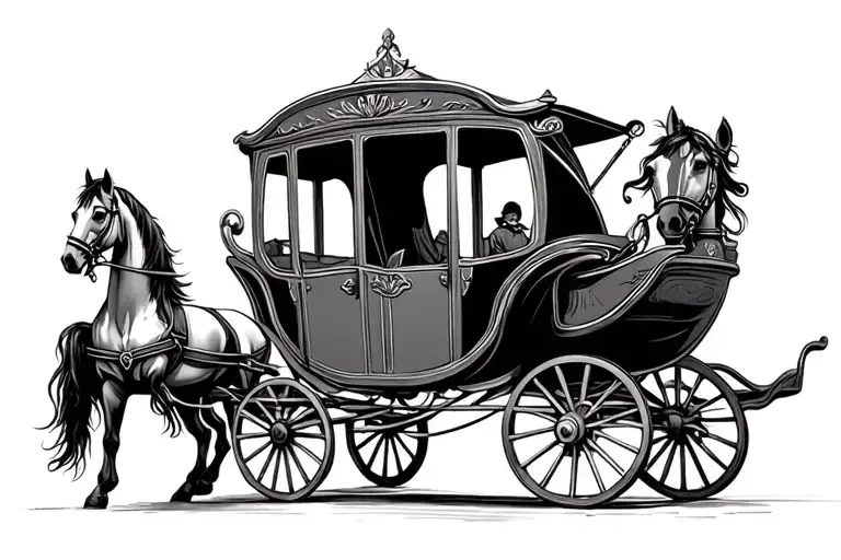 Western Horse Carriage Being Pulled