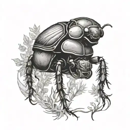 Dung Beetle Walking Through Forest