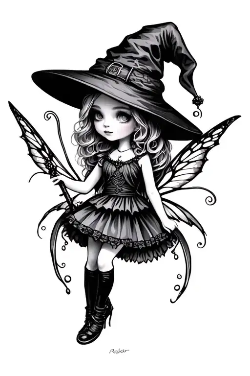 Cute Little Gothic Witch Fae Faery