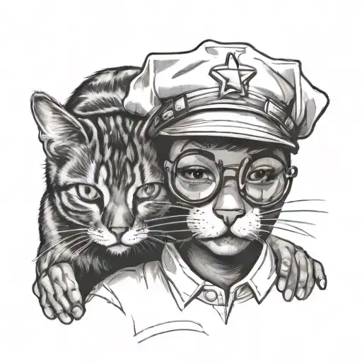 Black Nurse Wearing Glasses Kissing A Cat