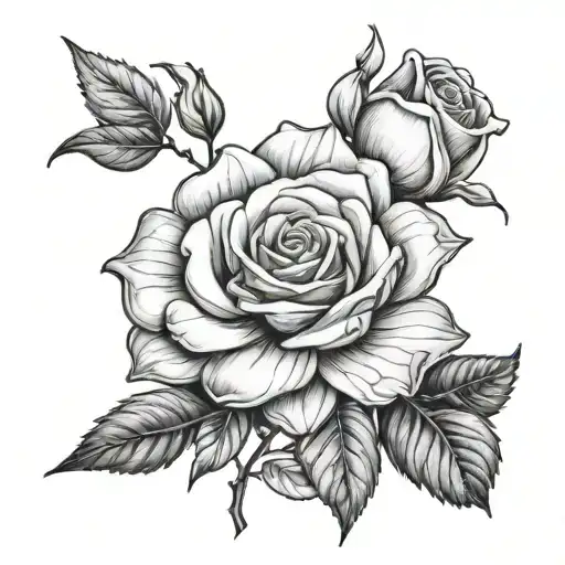 1 Black Rose And Jasmine Flowers