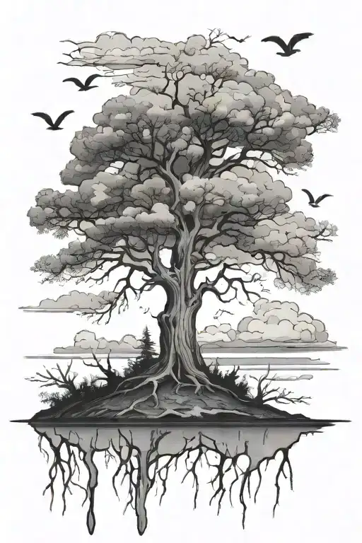 Dead Tree Featuring Backround Clouds Floating