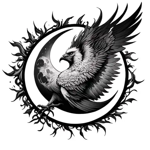 Phoenix With Moon Spinal