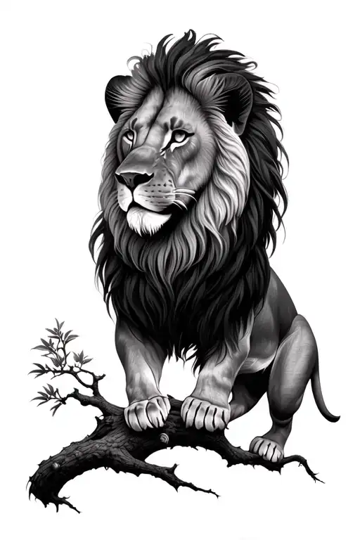 Acacia Tree With Lion Head