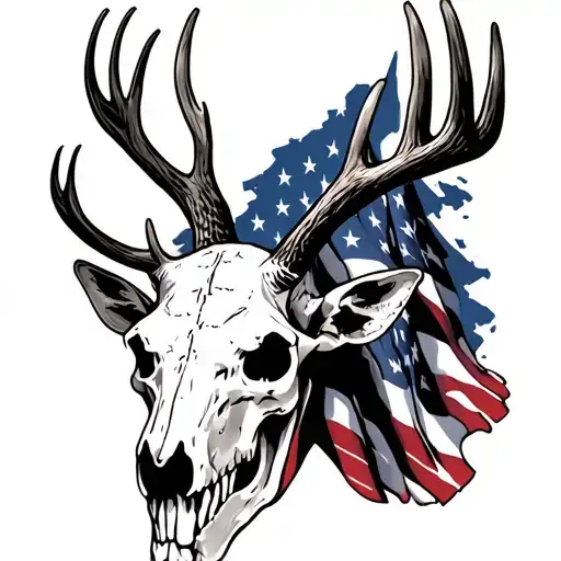 Deer Skull And American Flag Wrapped