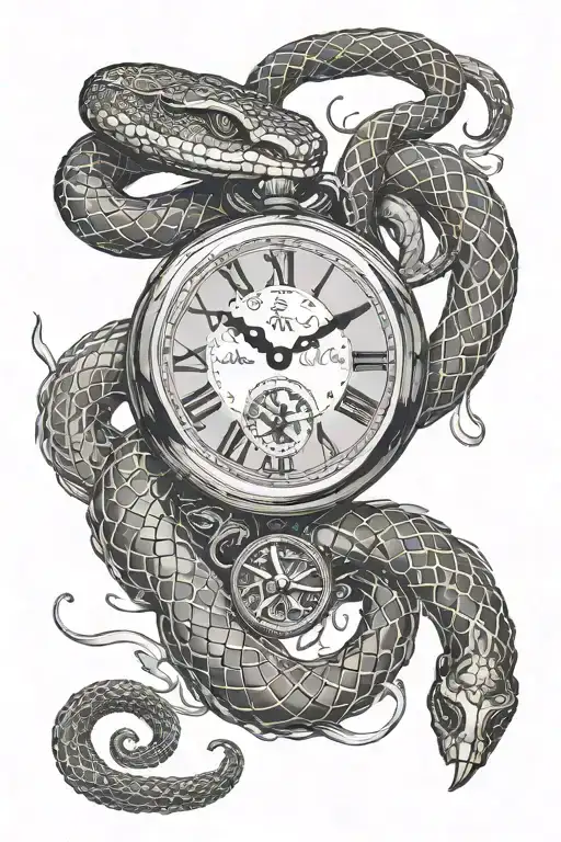 Pocket Watch With Egyption Stuff Around It A Snake