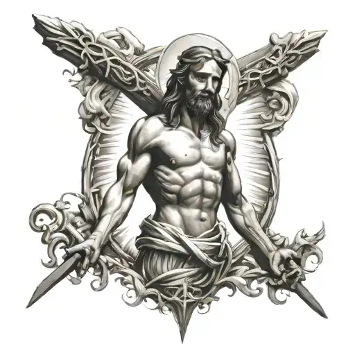 Jesus On The Cross Back Piece