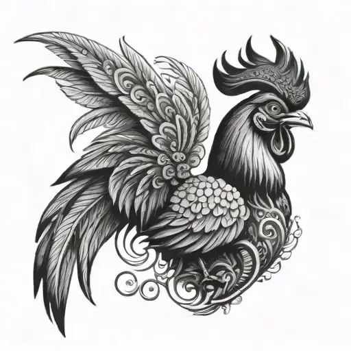 Rooster And Murugan Vel Trident Tatto