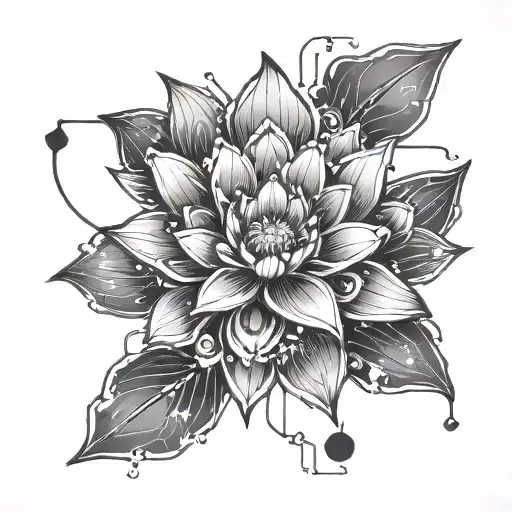 Cyberpunk Lotus Flower Circuit Board