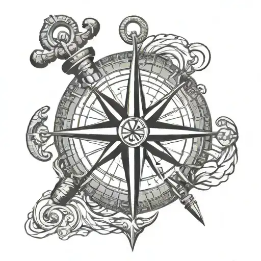 3D Compass And Anchor Cross