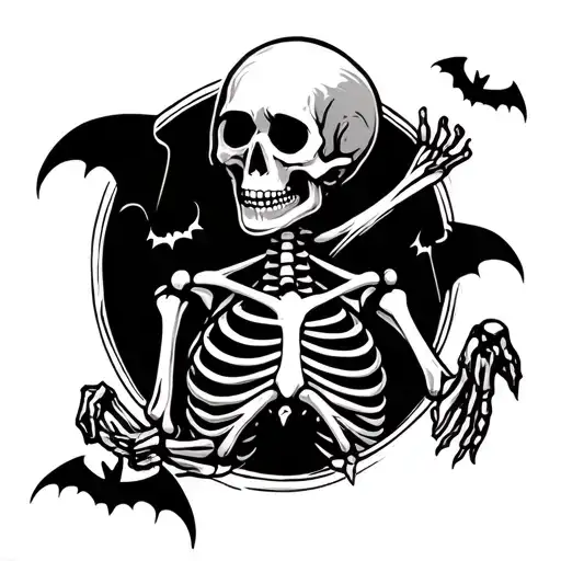 Skeleton And Bats Halloween Theme