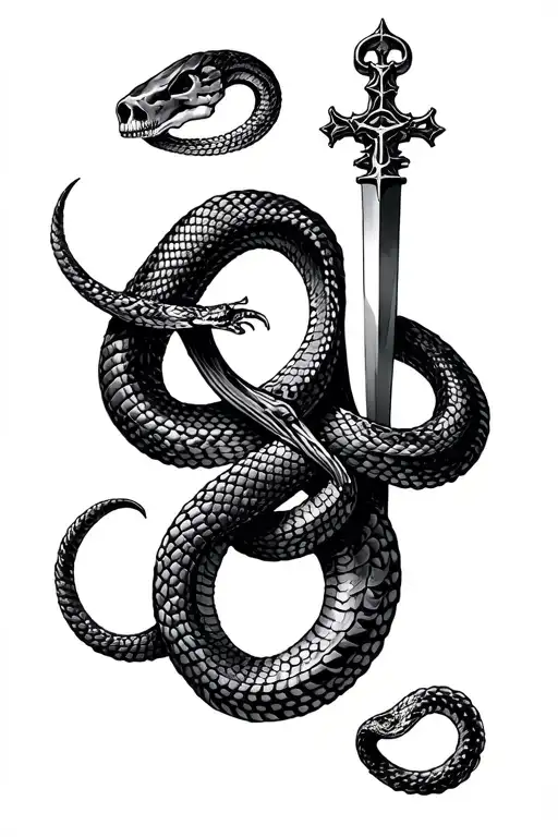 Snake A Dagger And Skeleton Key Intertwined
