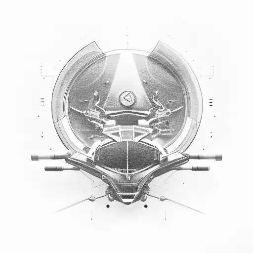 A Sleek Black-grey Tattoo Of A Futuristic Sports Car