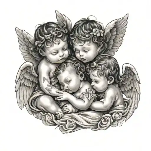 Two Twin Girls Baby Angels And One Boy