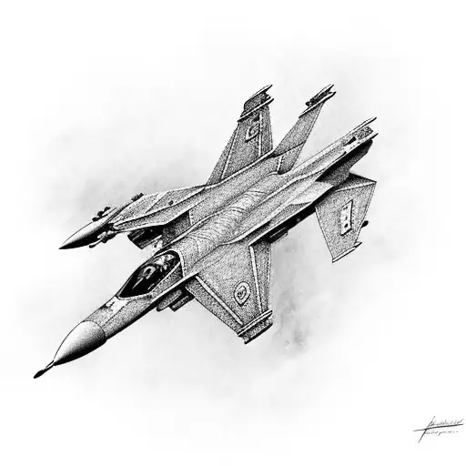 Abstract Representation Of A Fighter Jet In Black-grey Shading
