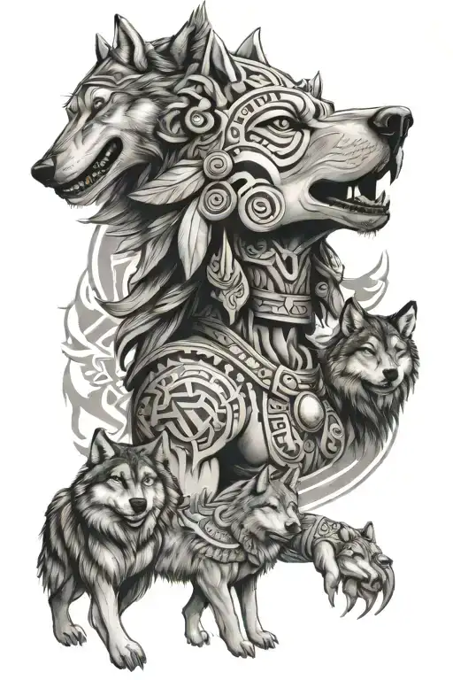 Mayan Salvador With Wolves