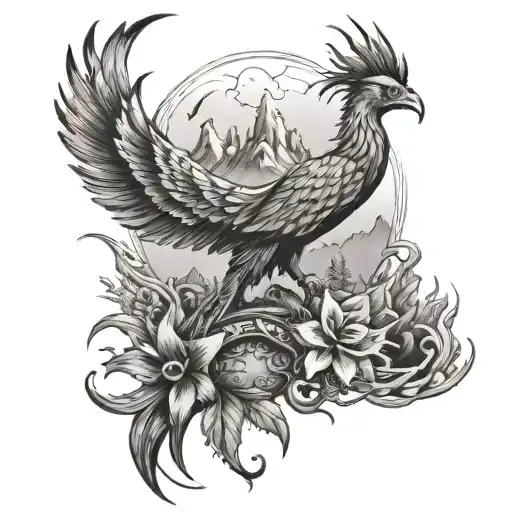 Create A Tattoo With Phoenix Mountain And Anchor