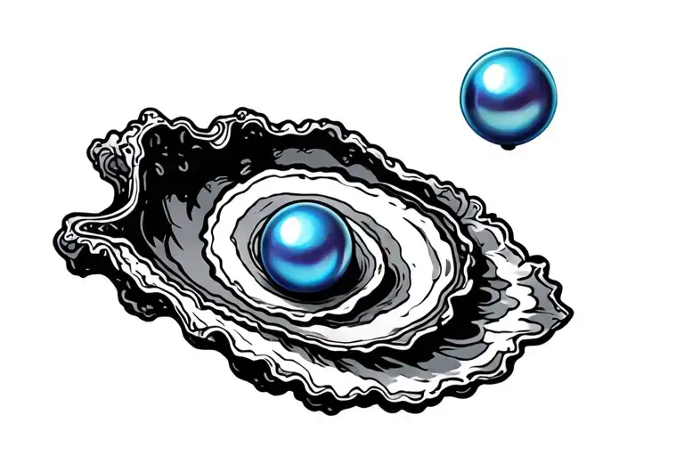 Black Oyster With A Blue Pearl Inside