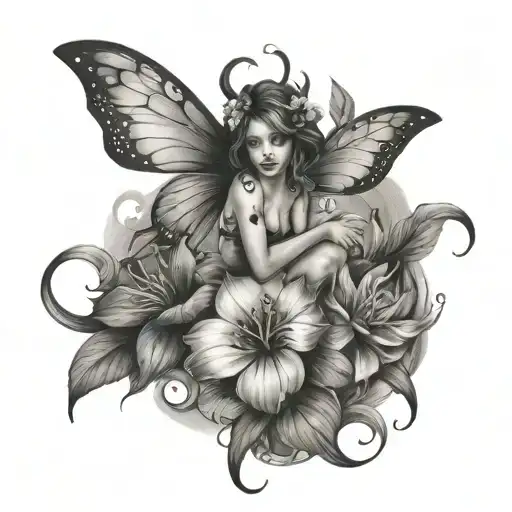 Fairy On Ankel Flower Wrap Tattoo Tropical
