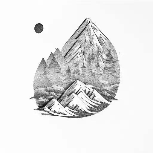 Mountain Scene With Moon And Frame