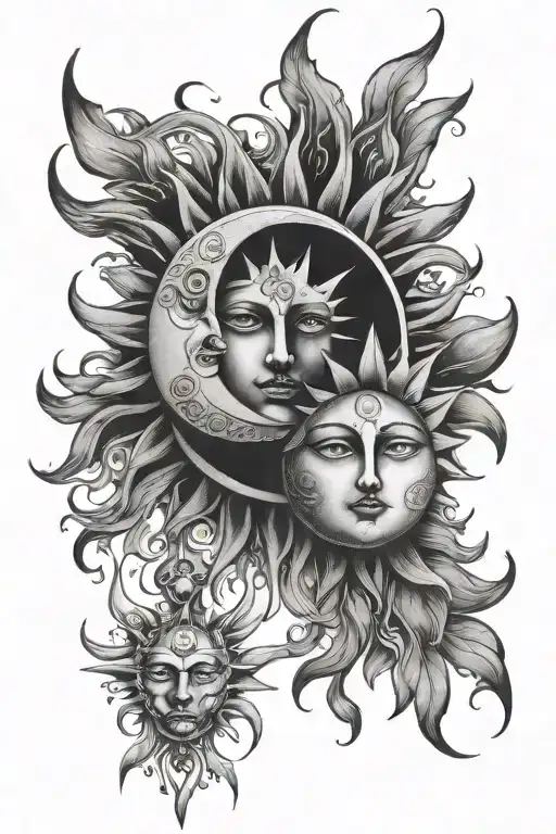 Couple Tattoo Sun And Moon