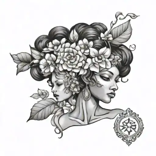 Beautiful Black Women With Flowers Greek Goddess